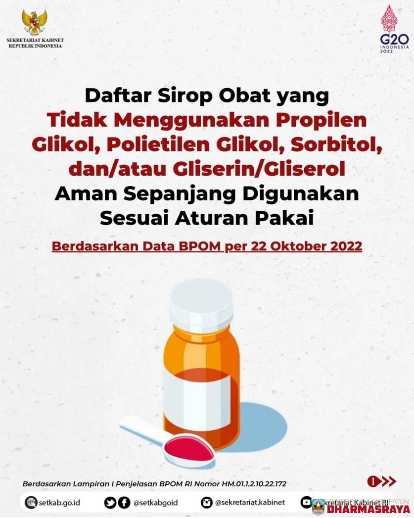 Penjelasan BPOM RI Tentang Informasi Kelima Hasil Pengawasan BPOM Terkait Sirup Obat yang Tidak Menggunakan Propilen Glikol, Polietilen Glikol, Sorbitol, dan/atau Gliserin/Gliserol